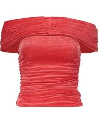 Alberta Ferretti - Ruched Off-Shoulder Top - Lyst