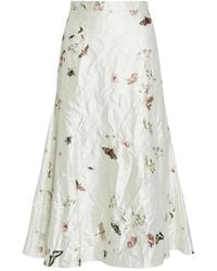 Erdem - Printed-Detail A-Line Midi Skirt - Lyst