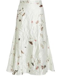 Erdem - Printed-Detail A-Line Midi Skirt - Lyst