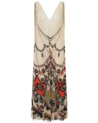 La DoubleJ - Ornamental-Print Pleated Maxi Dress - Lyst