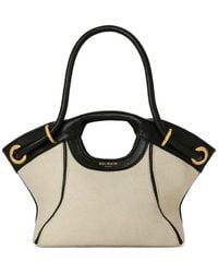 Balmain - Kleine Tasche Aus Glattleder Und Canvas - Lyst