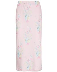 LoveShackFancy - Kalo Floral-Print Lace-Trim Midi Skirt - Lyst