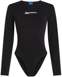 KARL LAGERFELD - Crew-Neck Long-Sleeve Bodysuit - Lyst
