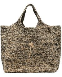 Manebí - Palm Tree-Embroidered Raffia Tote Bag - Lyst