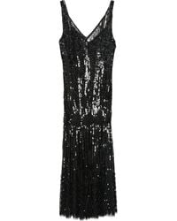 Alberta Ferretti - Sequin-embellished V-neck gown - Lyst