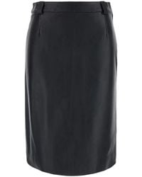 Grifoni - Rear-Slit Leather Skirt - Lyst