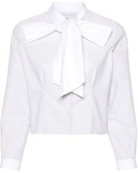 Thom Browne - Pussy-Bow Collar Cotton Blouse - Lyst