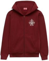 KENZO - Eiffel Tower Embroidered Zip-Up Hoodie - Lyst
