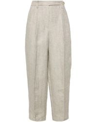 Brunello Cucinelli - Mid-Rise Tapered Linen Trousers - Lyst