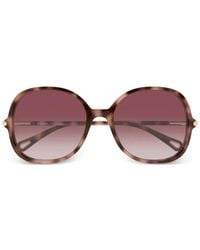 Chloé - Tortoiseshell-Effect Round-Frame Sunglasses - Lyst