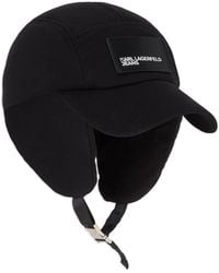 Karl Lagerfeld - Ear-Flap Logo-Patch Hat - Lyst
