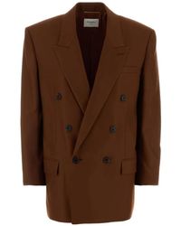 Saint Laurent - Double-Breasted Peak-Lapels Jacket - Lyst