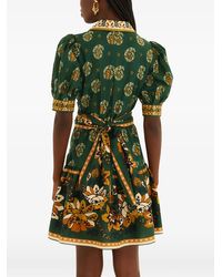 farm rio green bright yard mini dress Green 3d Flower Leather Mini Dress