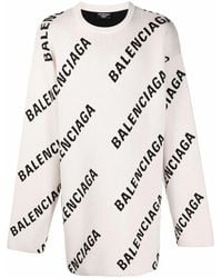 Balenciaga - Allover Logo Crew-Neck Jumper - Lyst