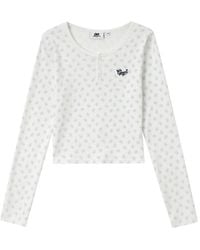 Chocoolate - Logo-Embroidered Floral-Print Long-Sleeved Cropped T-Shirt - Lyst