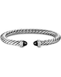 David Yurman - Pulsera Cable Flex En Plata De Ley Con Diamantes Y Ónix - Lyst