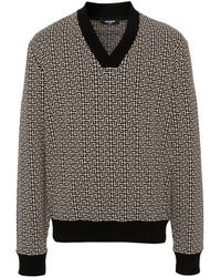Balmain - Monogram-jacquard Jersey Sweatshirt - Lyst