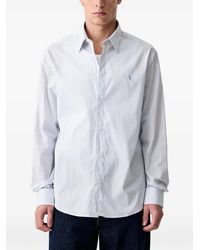 Trussardi - Vertical-Stripe Embroidered-Logo Shirt - Lyst