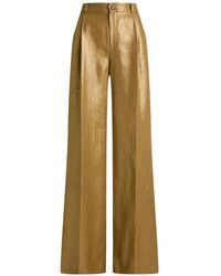 Ralph Lauren - Foiled Linen Palazzo Pants - Lyst
