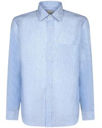 120% Lino - Vertical-Stripe Long-Sleeve Shirt - Lyst