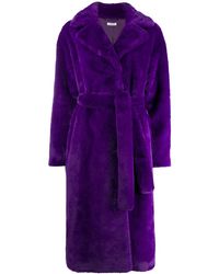 P.A.R.O.S.H. Belted Double Breasted Coat - Purple