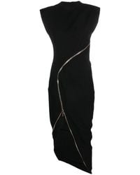 Genny - Zip-up Asymmetric Midi Dress - Lyst