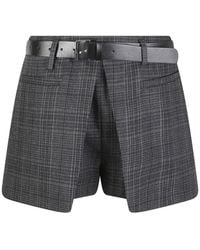 Dondup - Pantalones Cortos Nelly A Cuadros Príncipe De Gales Con Cinturón - Lyst