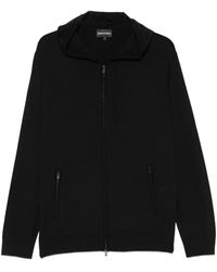 Emporio Armani - Zip-Up Virgin-Wool Sweater - Lyst