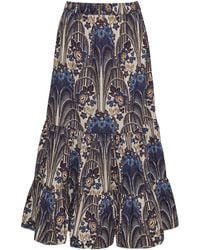 Cara Cara - Chase Gelaagde Midi-Rok Met Print - Lyst