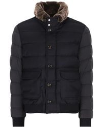 Moorer - Padded Faux-Fur-Trim Coat - Lyst
