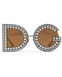 Dolce & Gabbana - Dg Glitter Round-Frame Sunglasses - Lyst