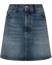 Emporio Armani - Logo Mini Denim Skirt - Lyst