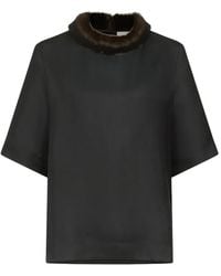 Loulou de Saison - Dana Faux-Fur Trim Blouse - Lyst