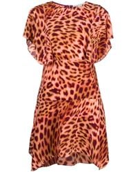 Stella McCartney - Leopard-Print Silk Flounce Dress - Lyst