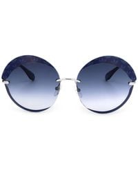 adidas - Logo-Print Round-Frame Sunglasses - Lyst