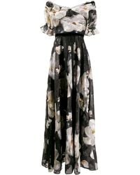 Marchesa notte Вечернее Платье С Цветочным Принтом - Черный