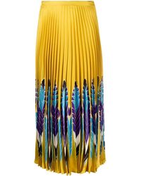 Valentino Garavani - Feather Print Pleated Midi Skirt - Lyst