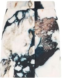 Roberto Cavalli - Marble-Print Button Mini Skirt - Lyst