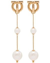Ferragamo - Gancini Pearl-embellished Drop Earrings - Lyst