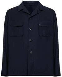 Tagliatore - Button Logo Wool Shirt - Lyst