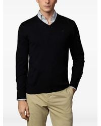 Hackett - Embroidered-Logo V-Neck Cotton Jumper - Lyst