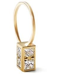 Shihara - Box-Shaped Diamond Hoop Earring - Lyst