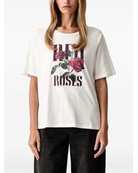 Liu Jo - Rose-Print Rhinestone-Embellished T-Shirt - Lyst