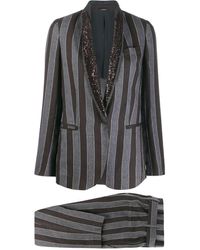 Brunello Cucinelli ストライプ スーツ - ブラック