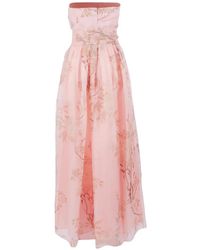 max mara acqua strapless floral silk-chiffon maxi dress Max Mara Strapless floral silk long dress