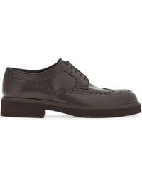 Ferragamo - Perforated-detail Leather Derbies - Lyst