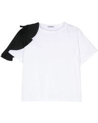 Parlor - Plissé-appliqué Cotton T-shirt - Lyst