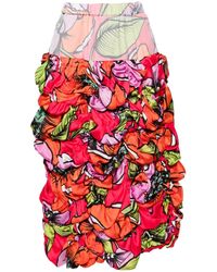 Comme des Garçons - Floral-print Ruched Midi Skirt - Lyst