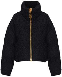 Balmain - Bouclé-Texture Zip-Up Jacket - Lyst