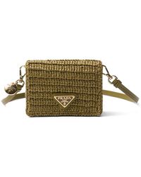Prada - Triangle-Logo Crochet Card Holder - Lyst